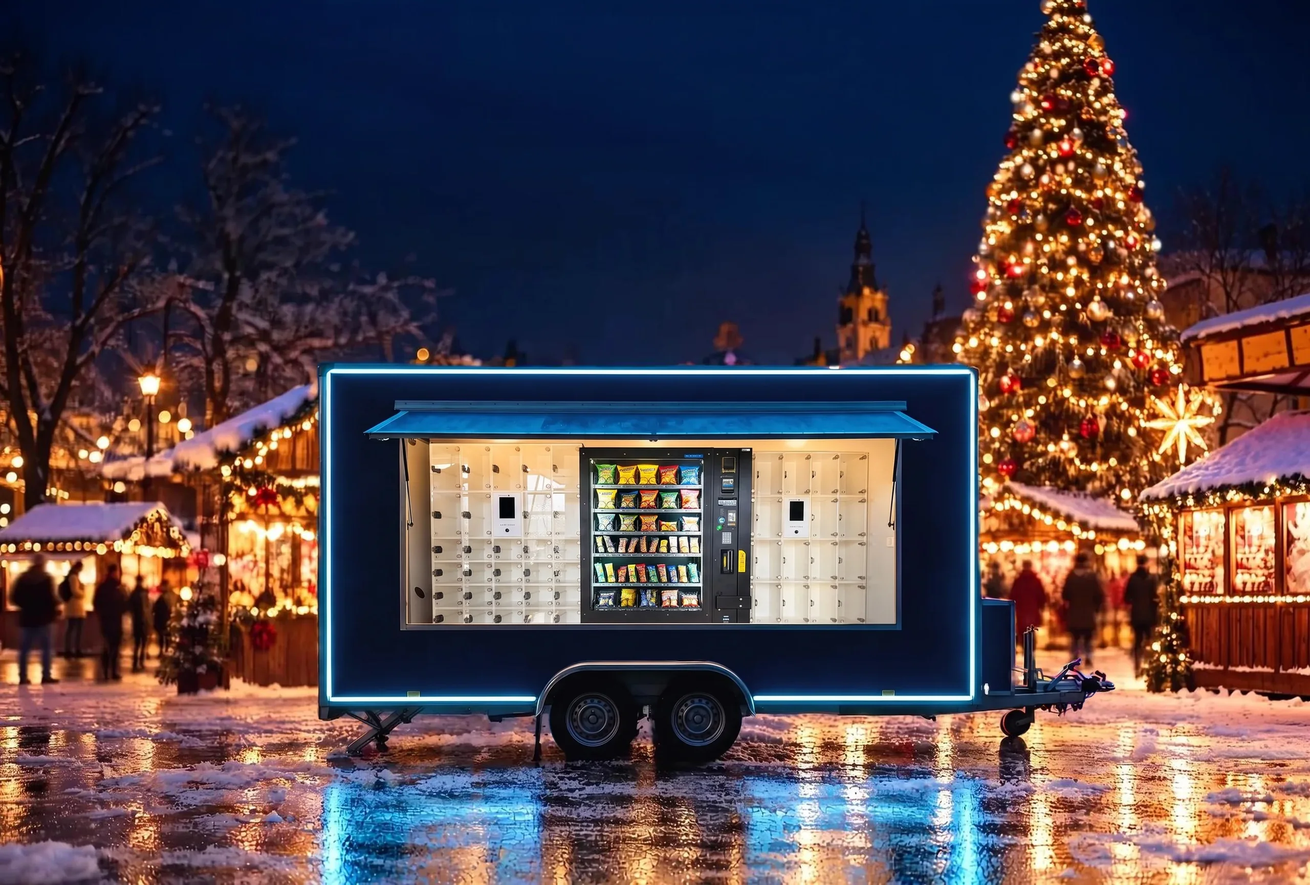 Der Automaten-Wagen auf einem Weihnachtsmarkt